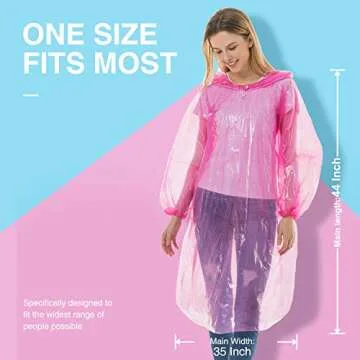 Disposable Rain Ponchos for Adults - Family Pack of 10