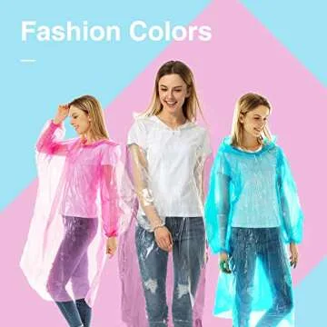 Disposable Rain Ponchos for Adults - Family Pack of 10