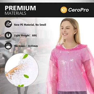 Disposable Rain Ponchos for Adults - Family Pack of 10