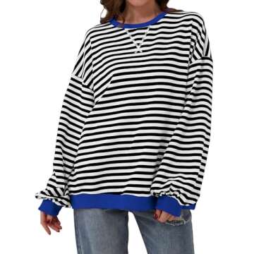 Labolliy Women Striped Oversized Sweatshirt Color Block Crew Neck Long Sleeve Shirt Casual Pullover Top Fall Y2K Clothes