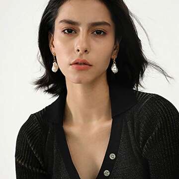 Natural Baroque Pearl Dangle Earrings for Women