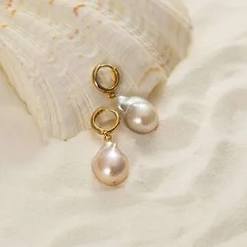 Natural Baroque Pearl Dangle Earrings for Women