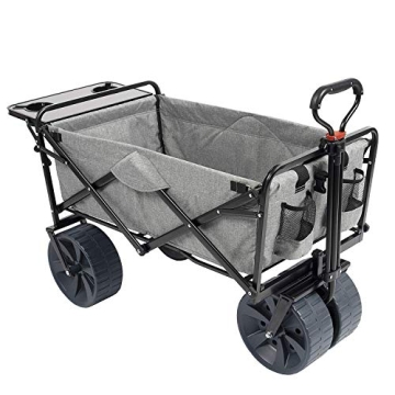 MacSports Folding Beach Wagon with Side Table - Light Gray