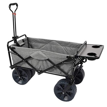 MacSports Folding Beach Wagon with Side Table - Light Gray