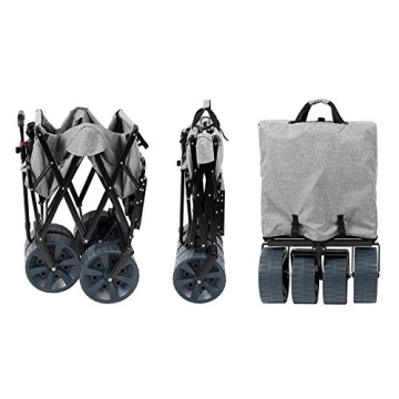 MacSports Folding Beach Wagon with Side Table - Light Gray