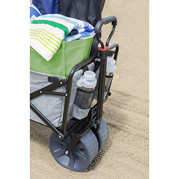 MacSports Folding Beach Wagon with Side Table - Light Gray