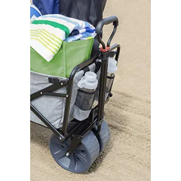 MacSports Folding Beach Wagon with Side Table - Light Gray