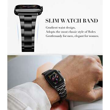 CCnutri Compatible with Apple Watch Bands 38mm 40mm, Innovative No Tool Needed Stainless Steel Repla...