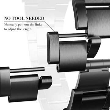 CCnutri Compatible with Apple Watch Bands 38mm 40mm, Innovative No Tool Needed Stainless Steel Replacement Straps iWatch Bracelet for Apple Watch Series 6 5 4 3 2 1 SE, Black