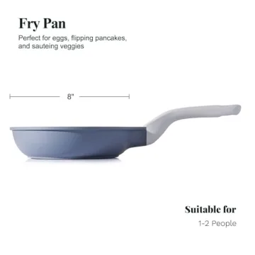 PRICUSIS Nonstick Ceramic Frying Pan, 8/10/12 Inch Non Toxic Nonstick Pan Skillet, Healthy Egg Pan Nonstick Omelet Pan Chef's Pan, PTFE PFOA & PFAS Free, Induction Compatible (8-Inch, Gray)