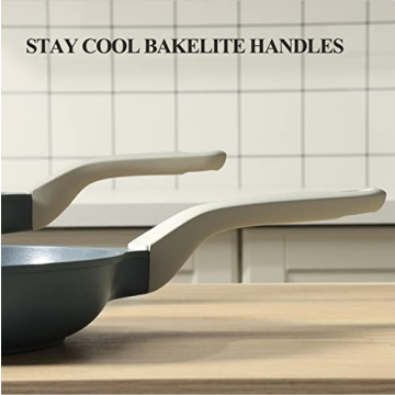 PRICUSIS Nonstick Ceramic Frying Pan, 8/10/12 Inch Non Toxic Nonstick Pan Skillet, Healthy Egg Pan Nonstick Omelet Pan Chef's Pan, PTFE PFOA & PFAS Free, Induction Compatible (8-Inch, Gray)