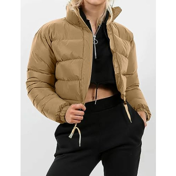 Trendy Gihuo Cropped Puffer Jacket for Winter Style