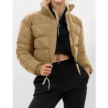 Trendy Gihuo Cropped Puffer Jacket for Winter Style