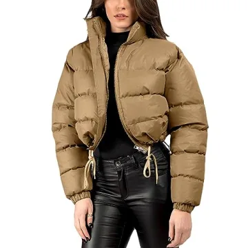 Trendy Gihuo Cropped Puffer Jacket for Winter Style