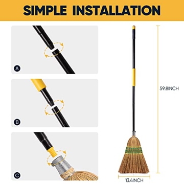 Yocada Heavy-Duty Corn Broom for Indoor and Outdoor Use