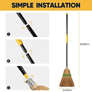 Yocada Heavy-Duty Corn Broom for Indoor and Outdoor Use