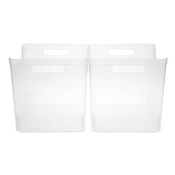 Sterilite Wide Shelf Bin with Handles, Plastic Storage Container for Organizing Shelving, Closet, Pantry, and Countertops, Clear, 6-Pack