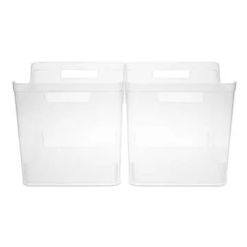 Sterilite Wide Shelf Bin with Handles, Plastic Storage Container for Organizing Shelving, Closet, Pantry, and Countertops, Clear, 6-Pack