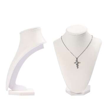 Julysky 3D Necklace Display Stand For Selling,Velvet Chain Jewelry Bust Holder Organizer (1, beige)