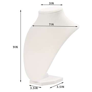 Julysky 3D Necklace Display Stand For Selling,Velvet Chain Jewelry Bust Holder Organizer (1, beige)