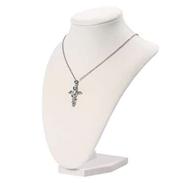 Julysky 3D Necklace Display Stand For Selling,Velvet Chain Jewelry Bust Holder Organizer (1, beige)