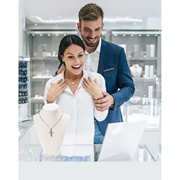 Julysky 3D Necklace Display Stand For Selling,Velvet Chain Jewelry Bust Holder Organizer (1, beige)