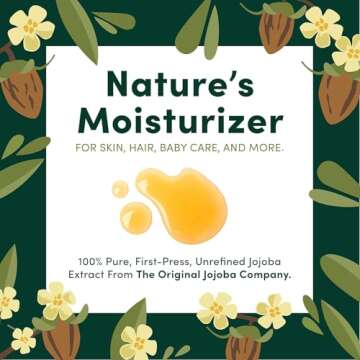 HobaCare 100% Pure, Unrefined Organic Jojoba Oil for Skin & Nails - Moisturizing Body Oil & Face Moi...