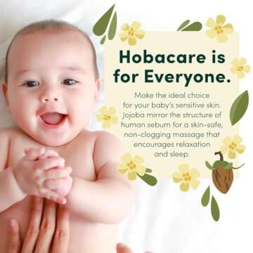 HobaCare 100% Pure, Unrefined Organic Jojoba Oil for Skin & Nails - Moisturizing Body Oil & Face Moisturizer for Dry Skin - Natural Treatment for Hair & Beard Care (8.45 fl oz)