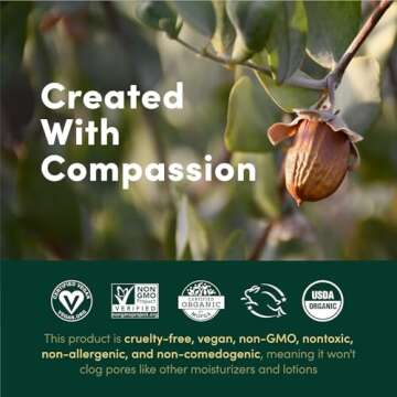 HobaCare 100% Pure, Unrefined Organic Jojoba Oil for Skin & Nails - Moisturizing Body Oil & Face Moisturizer for Dry Skin - Natural Treatment for Hair & Beard Care (8.45 fl oz)