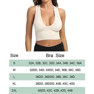 Venbond Women's Sexy Sleeveless Seamless Crop Top Deep Plunge V Neck Ribbed Tank Top with Removable Pads (Light Nude, S)