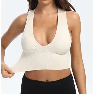 Venbond Women's Stylish Deep Plunge V Neck Crop Top