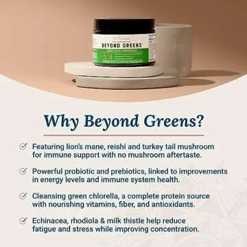 Live Conscious Beyond Greens Superfood Powder - Delicious Debloating Super Greens Powder - Matcha Greens Blend w/Chlorella, Echinacea, Probiotics for Immune Support & Energy
