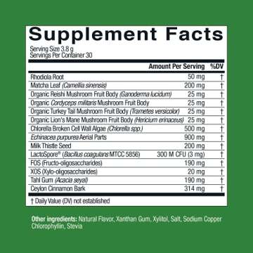 Live Conscious Beyond Greens Superfood Powder - Delicious Debloating Super Greens Powder - Matcha Greens Blend w/Chlorella, Echinacea, Probiotics for Immune Support & Energy