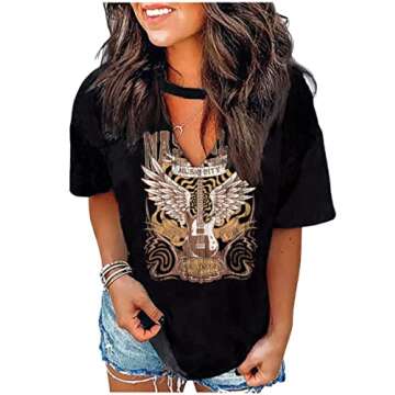 Chic Women's Hollow Out V Neck Tie Dye T-Shirt - Perfect for Summer!