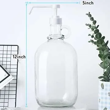 Durable 64 Ounce Glass Pump Dispenser for Laundry and More