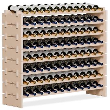 Smartxchoices 96 Bottles Stackable Wooden Wine Rack - Wobble-Free Design, Easy Assembly