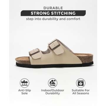Project Cloud Genuine Leather Flat Sandals Beach Essentials Womens Sandals Memory Foam Vacation Esse...