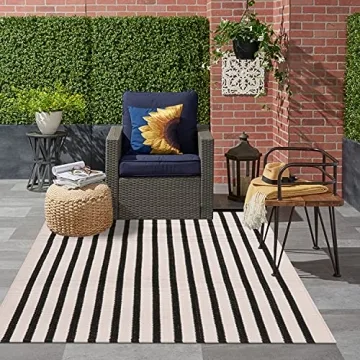 Collive Black and White 3x5 Washable Rug for Indoor Outdoor Decor