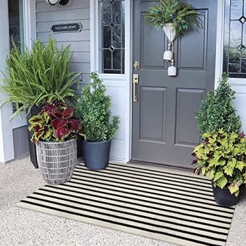 Collive Black and White 3x5 Washable Rug for Indoor Outdoor Decor