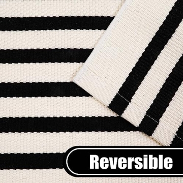 Collive Black and White 3x5 Washable Rug for Indoor Outdoor Decor