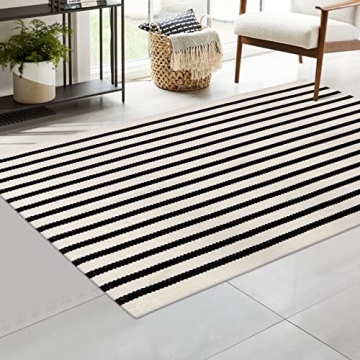 Collive Black and White 3x5 Washable Rug for Indoor Outdoor Decor