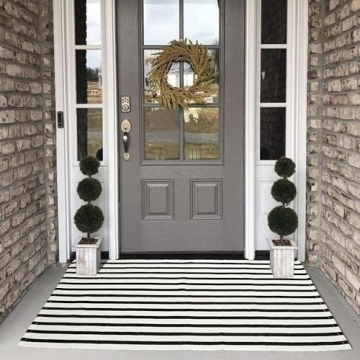 Collive Black and White 3x5 Washable Rug for Indoor Outdoor Decor
