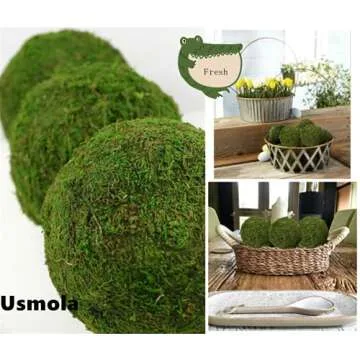 Usmola Moss Balls, Decorative Balls for Centerpiece Bowls Vase Filler, Home Party Decor (3.5 inches - Set of 6-), Large