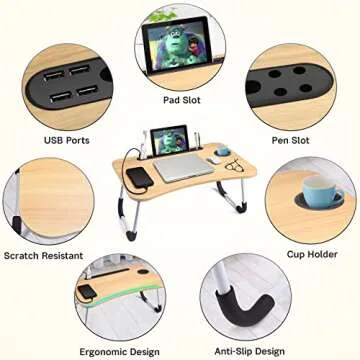 Slendor Foldable Laptop Desk for Bed and Couch Comfort