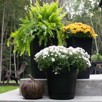 Bloem Tall Finley Tapered Square Planter: 20" - Black - Matte Textured Finish, 100% Recycled Plastic Pot, for Indoor and Outdoor Use, Gardening, 5 Gallon Capacity