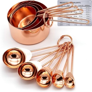 Stylish Copper Stainless Steel Measuring Cups & Spoons Set