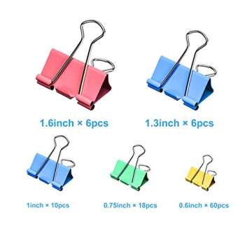 Versatile 100 Pcs Binder Clips Set - Assorted Sizes for Home, Office, and School