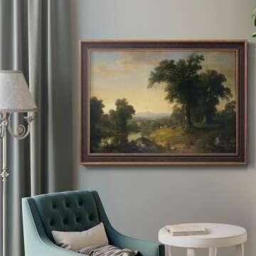 Renditions Gallery Nature Wall Art Bronze & Gold Framed Prints A Pastoral Scene of Landscape Abstract Art Paintings for Bedroom Dining Living Room Office Home Kitchen Wall Decor - 23"X32"