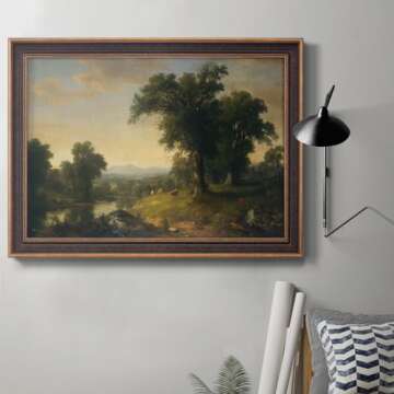 Renditions Gallery Nature Wall Art Bronze & Gold Framed Prints A Pastoral Scene of Landscape Abstract Art Paintings for Bedroom Dining Living Room Office Home Kitchen Wall Decor - 23"X32"