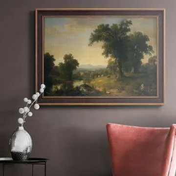 Renditions Gallery Nature Wall Art Bronze & Gold Framed Prints A Pastoral Scene of Landscape Abstract Art Paintings for Bedroom Dining Living Room Office Home Kitchen Wall Decor - 23"X32"